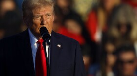 Republican presidential nominee, former President Donald Trump addresses a campaign rally at the Butler Farm Show grounds on Sunday in Butler, Pa. This was the first time that Trump has returned to Butler since he was injured during an attempted assassination on July 13.