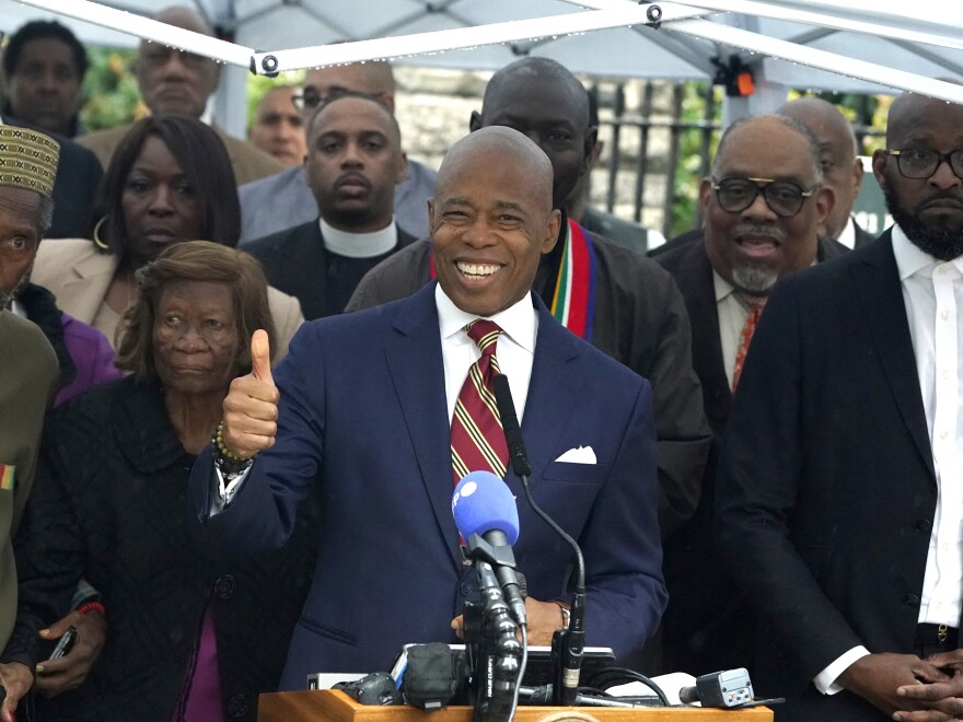 “I'm stepping up, not stepping down," New York City Mayor Eric Adams said on Thursday, rejecting calls to resign as he stood outside Gracie Mansion after being indicted on federal criminal charges. Federal agents raided the mayor's official residence earlier in the day.