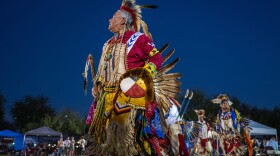 Drummers, dancers and other leaders gather to perform and socialize at the Phoenix Indian Center’s Gourd Dance and Social Powwow in the Steele Indian School Park in Phoenix, Ariz., on Oct. 12, 2024.