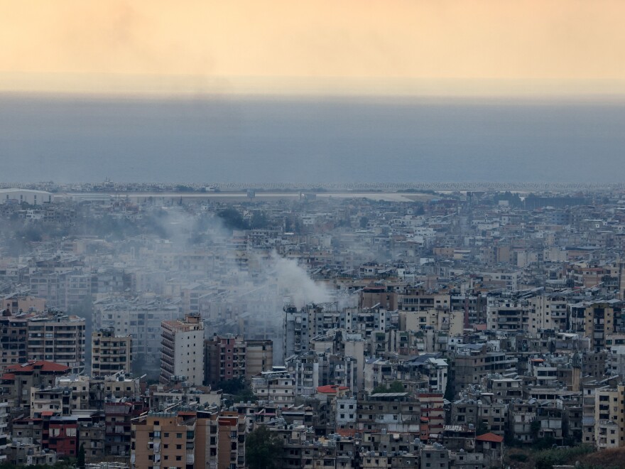 Smoke billows from the site of an Israeli air strike that targeted a neighborhood in Beirut's southern suburbs on Oct. 6, 2024. Israel unleashed intense strikes targeting Hezbollah on Sunday almost a year since the attack by Palestinian Hamas militants that sparked the war in Gaza.