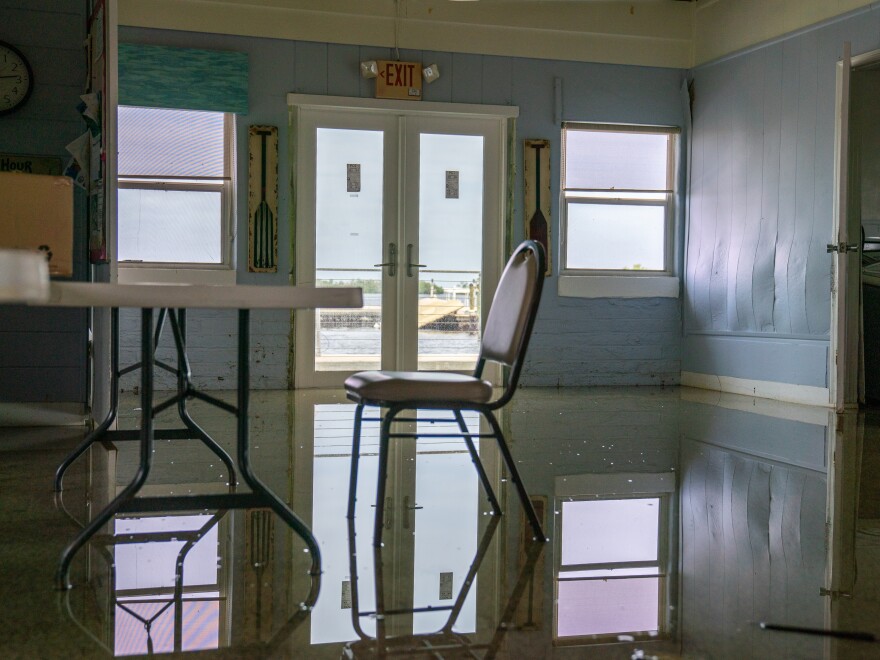 The club house across from Sharon Austin's home took on water as a result of the storms.