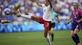 The U.S. women's soccer team defeated Germany 1-0 to advance to its first gold medal match at the Olympics since 2012. The U.S.'s Mallory Swanson fights for the ball during the semifinal match on Tuesday at Lyon Stadium in Decines, France.