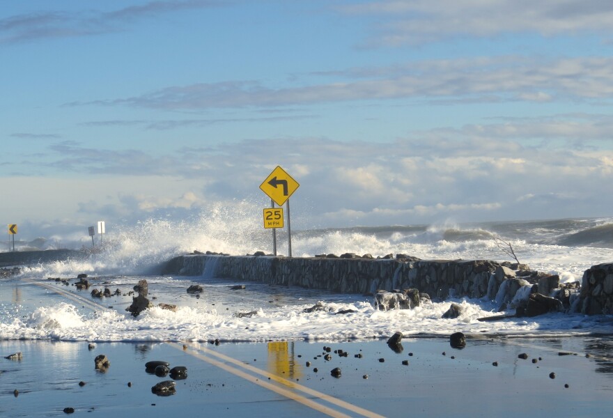 A winter storm that brought mostly rain to the New Hampshire seacoast, combined with a high tide, resulted in coastal flooding that closed parts of Route 1A from Hampton to Rye on Jan. 10, 2024.