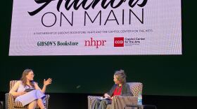 NHPR's Julia Furukawa with author Julia Alvarez at The Bank of New Hampshire Stage on April 15th, 2024.