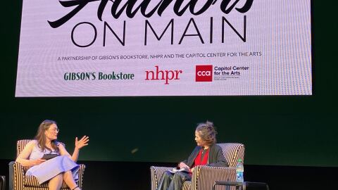 NHPR's Julia Furukawa with author Julia Alvarez at The Bank of New Hampshire Stage on April 15th, 2024.