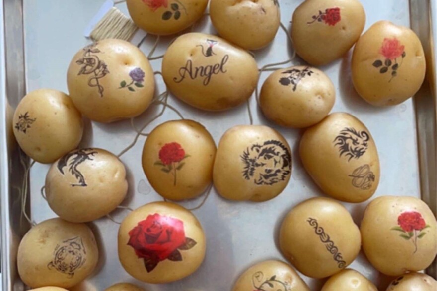 Check out Laila’s Gohar’s Instagram for more photos of her work, including more tattooed potatoes.