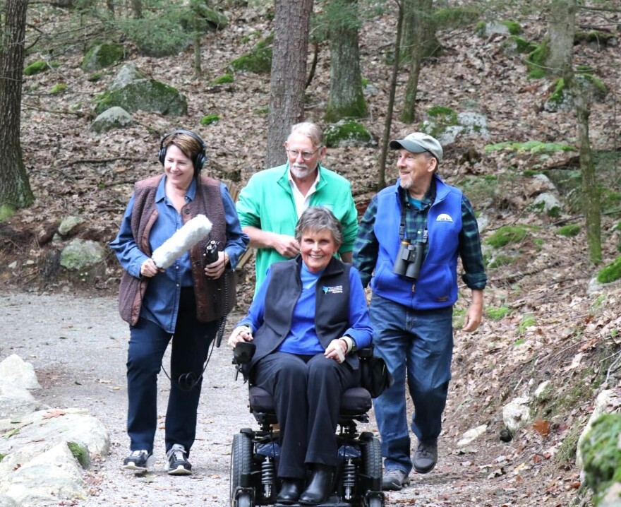 A group on the Manchester Cedar Swamp Trail.