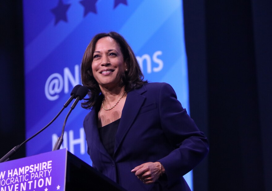 Vice President Kamala Harris at a New Hampshire Democratic Party event at the SNHU Arena in Manchester in 2019.