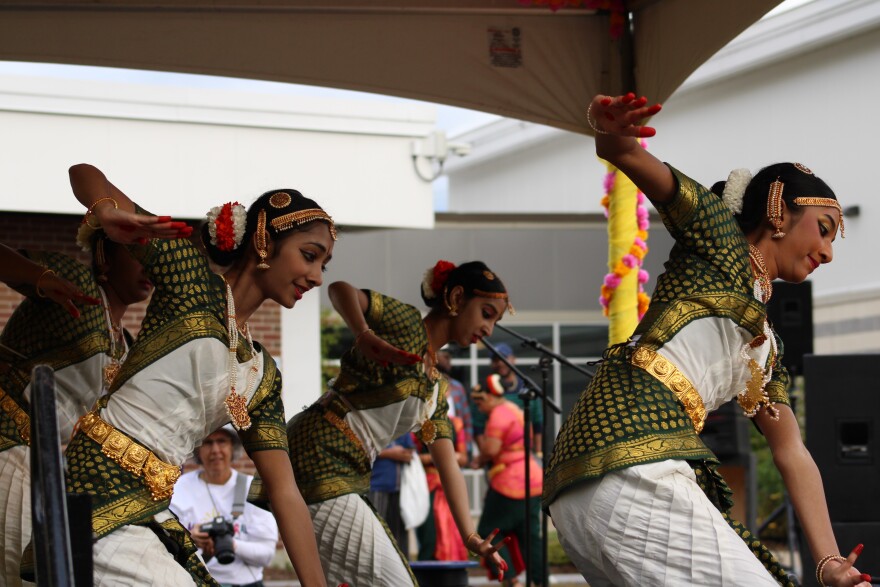 Students from the Chidambaran Nritya Kala Academy dance Natesha Kauthvam at the Concord Multicultural Festival on Sunday, Sept. 22, 2024.