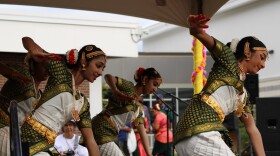 Students from the Chidambaran Nritya Kala Academy dance Natesha Kauthvam at the Concord Multicultural Festival on Sunday, Sept. 22, 2024.