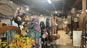 A basement filled with clothes, paintings, trinkets, and more at Hilltop Consignment Gallery in Concord, NH. 