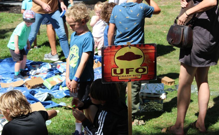 Children's activities and crafts at the 2022 Exeter UFO Festival.