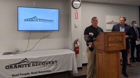 Gov. Chris Sununu appeared next to Eric Spofford at Granite Recovery Centers' headquarters on July 22, 2021.