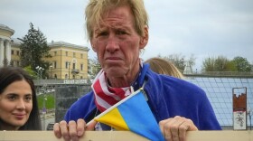 Ryan Wesley Routh takes part in a rally in central Kyiv, Ukraine, on April 30, 2022. 