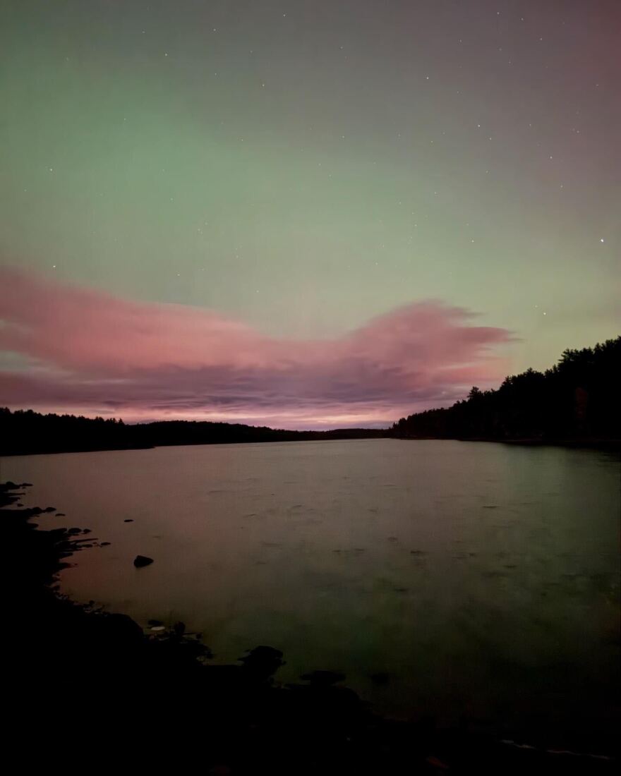 The Northern Lights over Penacook Lake in Concord, NH, on Oct. 10, 2024.