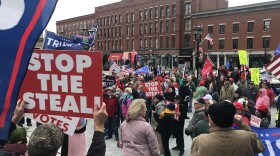 Supporters of President Trump protest at the New Hampshire State House, November 14, 2020