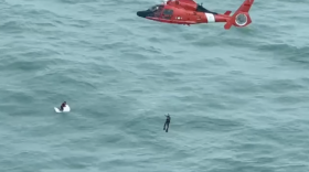 A man survived a harrowing ordeal in open water as Hurricane Milton passed nearby, spending the night clinging to a large cooler before being rescued by a Coast Guard helicopter crew some 30 miles from shore.