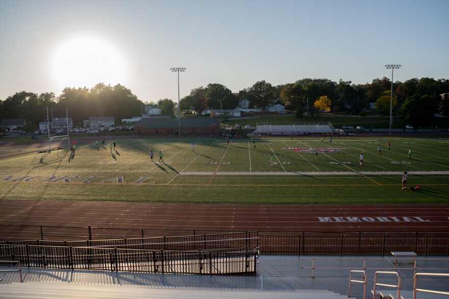 Playing field at Memorial High School in Manchester, New Hampshire.