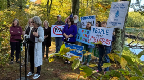 New Hampshire State Rep. Wendy Thomas, a Merrimack Democrat, speaks in Merrimack on Friday, Sept. 27, 2024. Thomas attributes her breast cancer to the high levels of PFAS in her blood. Claire Sullivan photo / NH Bulletin