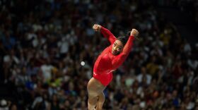 Simone Biles of Team USA competes during the Artistic Gymnastics Women's Vault Final on day eight of the Olympic Games Paris 2024. <br>