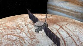  This artist's impression shows the Europa Clipper mission, which is headed to an icy moon of Jupiter. 