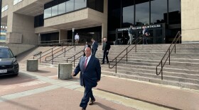 Hampden County Sheriff Nick Cocchi exits the Roderick Ireland Courthouse in Springfield, Massachusetts, on Monday, September 23, 2024, after he was arraigned  on a charge of driving while intoxicated.