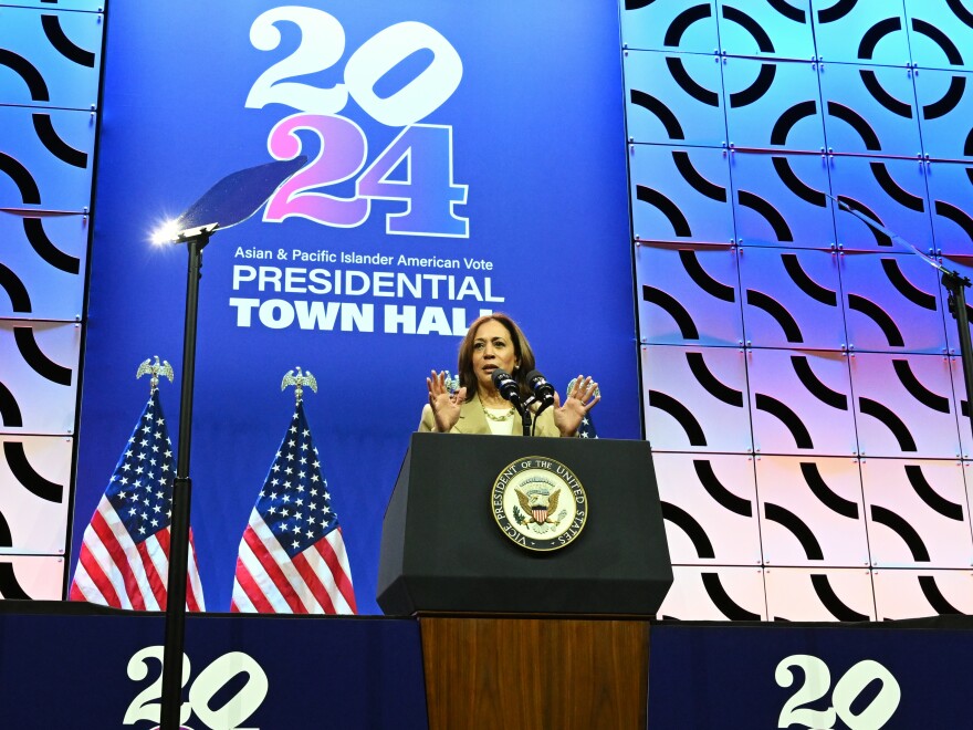 Vice President Harris speaks during a campaign event for President Biden in Philadelphia on July 13, 2024.