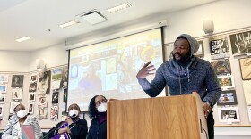 Deo Mwano speaks at a Black Heritage Trail Panel