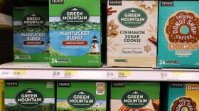 Boxes of Green Mountain Keurig coffee K-Cup pods are seen on display at a Target store. The Securities and Exchange Commission has announced that they are charging Keurig Dr Pepper over inaccurate claims made by the company about the recyclability of its disposable K-Cup pods.