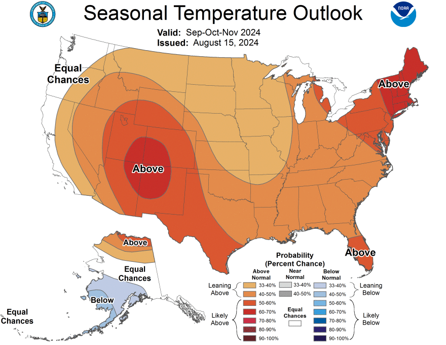 New Hampshire is expected to have a warmer fall than usual, according to projections from the National Weather Service and the National Oceanic and Atmospheric Administration.