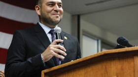 Gabriel Vasquez speaks at a Congressional Hispanic Caucus event welcoming new Latino members to Congress at the headquarters of the Democratic National Committee in Washington, D.C., on Nov. 18, 2022. Vasquez is locked in a tight reelection fight against his GOP challenger, Yvette Herrell. 