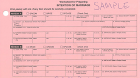 A sample marriage document from the town of Fremont, New Hampshire