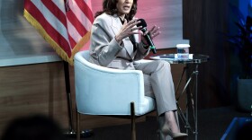 Vice President Harris answers questions during a moderated conversation with members of the National Association of Black Journalists hosted by WHYY on Tuesday in Philadelphia.