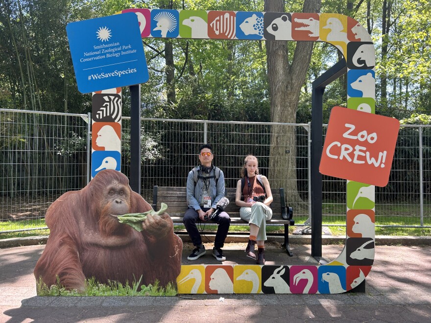 Producers Felix Poon and Zoey Knox pose at the National Zoo