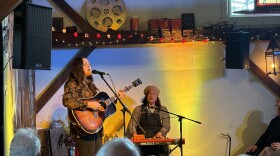 Caroline Spence with Clare Reynolds on stage at The Word Barn in Exeter, NH May 3, 2024