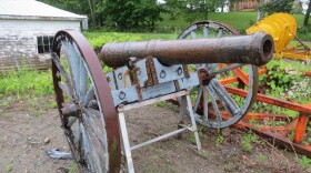 The West Windsor cannon, shown here behind the town garage after it was moved from in front of town hall, was probably built in Sweden at the end of the 1600's.