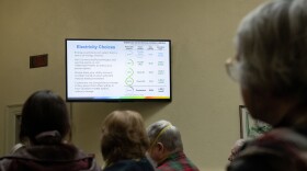 Nashua residents attend a meeting on April 5, 2023, about community power at city hall in Nashua, N.H. (Raquel C. Zaldívar/New England News Collaborative)